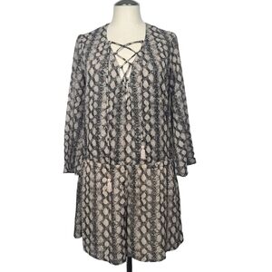 Show Me Your Mumu Snakeskin Print Tillie Tie Lace Up Cropped Sleeves Romper S